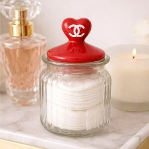Chanel Red Heart Lid Glass Jar